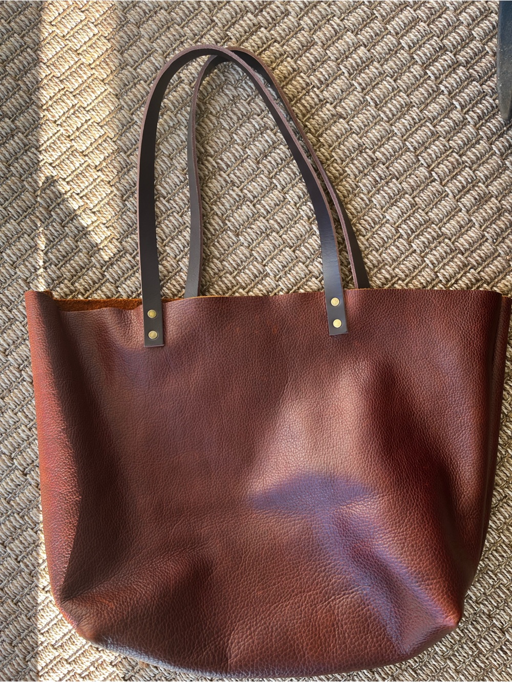 Portland Leather Deep Nutmeg Brown Leather Tote Oversized - Picture 2 of 8
